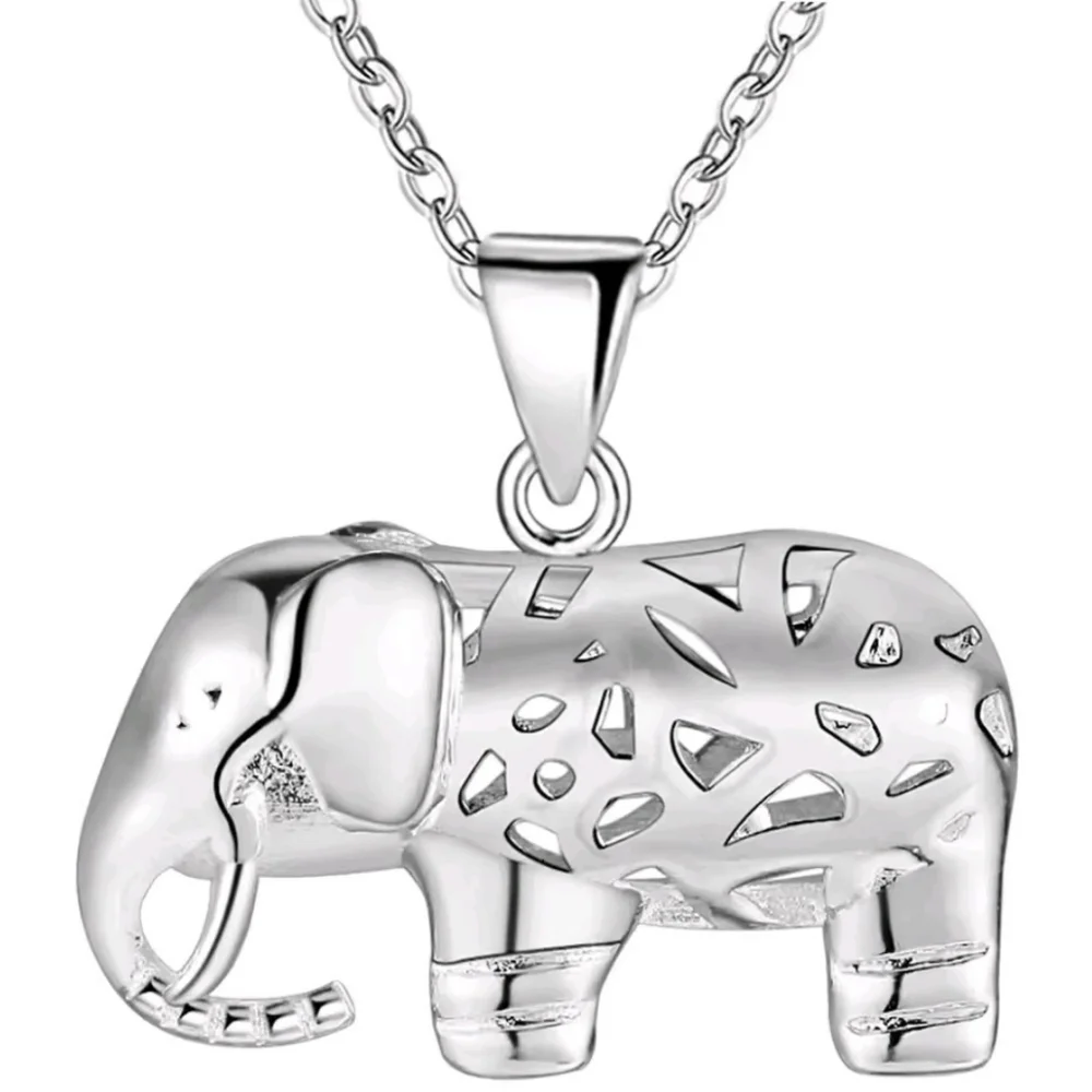 Elegant 925 Silver Elephant Pendant Necklace